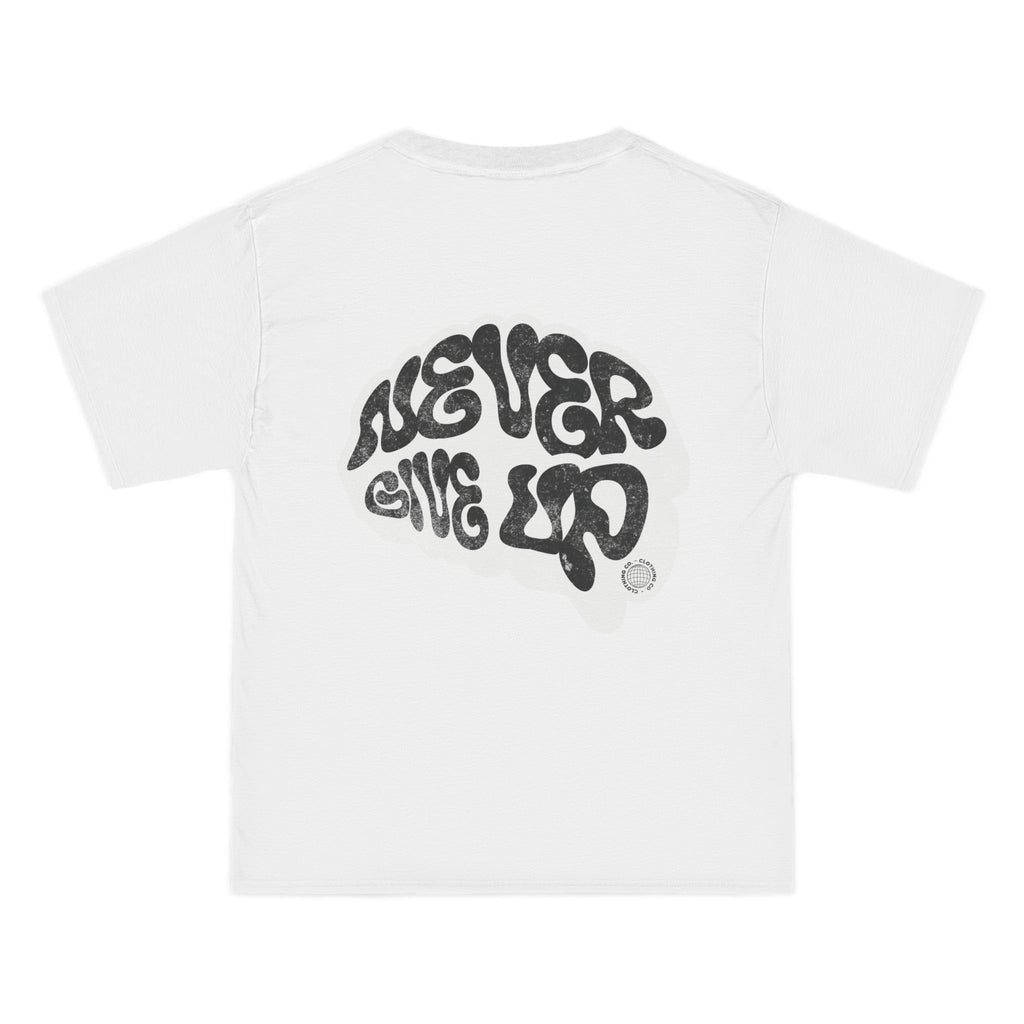 Never Give Up Statement T-Shirt | Retro Graffiti Front & Back